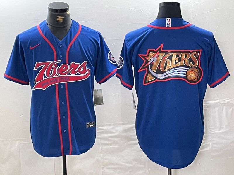 Men Philadelphia 76ers Blank Blue Jointly 2024 Nike NBA Jersey style 3